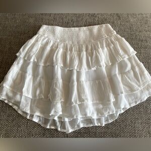 Hollister Ultra High Rise Smocked Tiered Skirt, White, M
